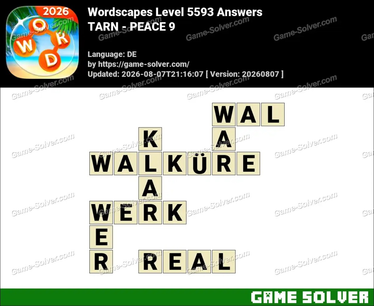 Wordscapes Deutsche Level 5593 Answers — TARN - PEACE 9