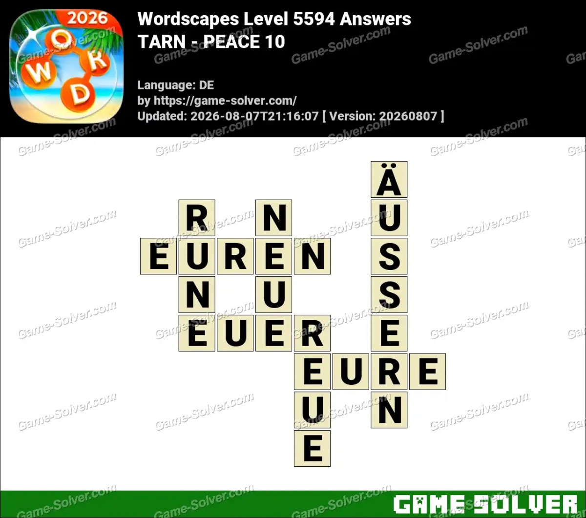 Wordscapes Deutsche Level 5594 Answers — TARN - PEACE 10