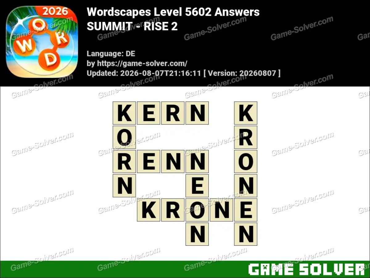 Wordscapes Deutsche Level 5602 Answers — SUMMIT - RISE 2