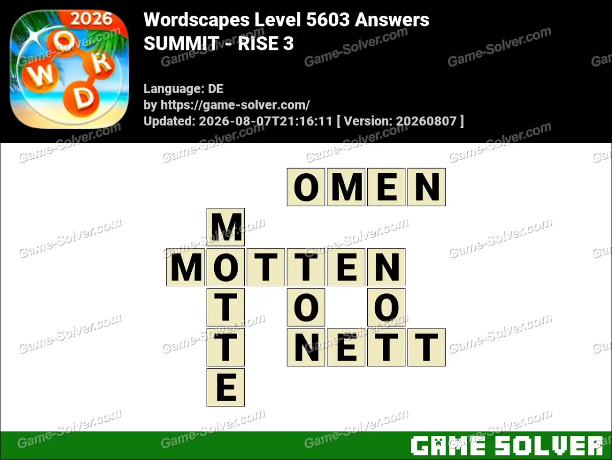 Wordscapes Deutsche Level 5603 Answers — SUMMIT - RISE 3