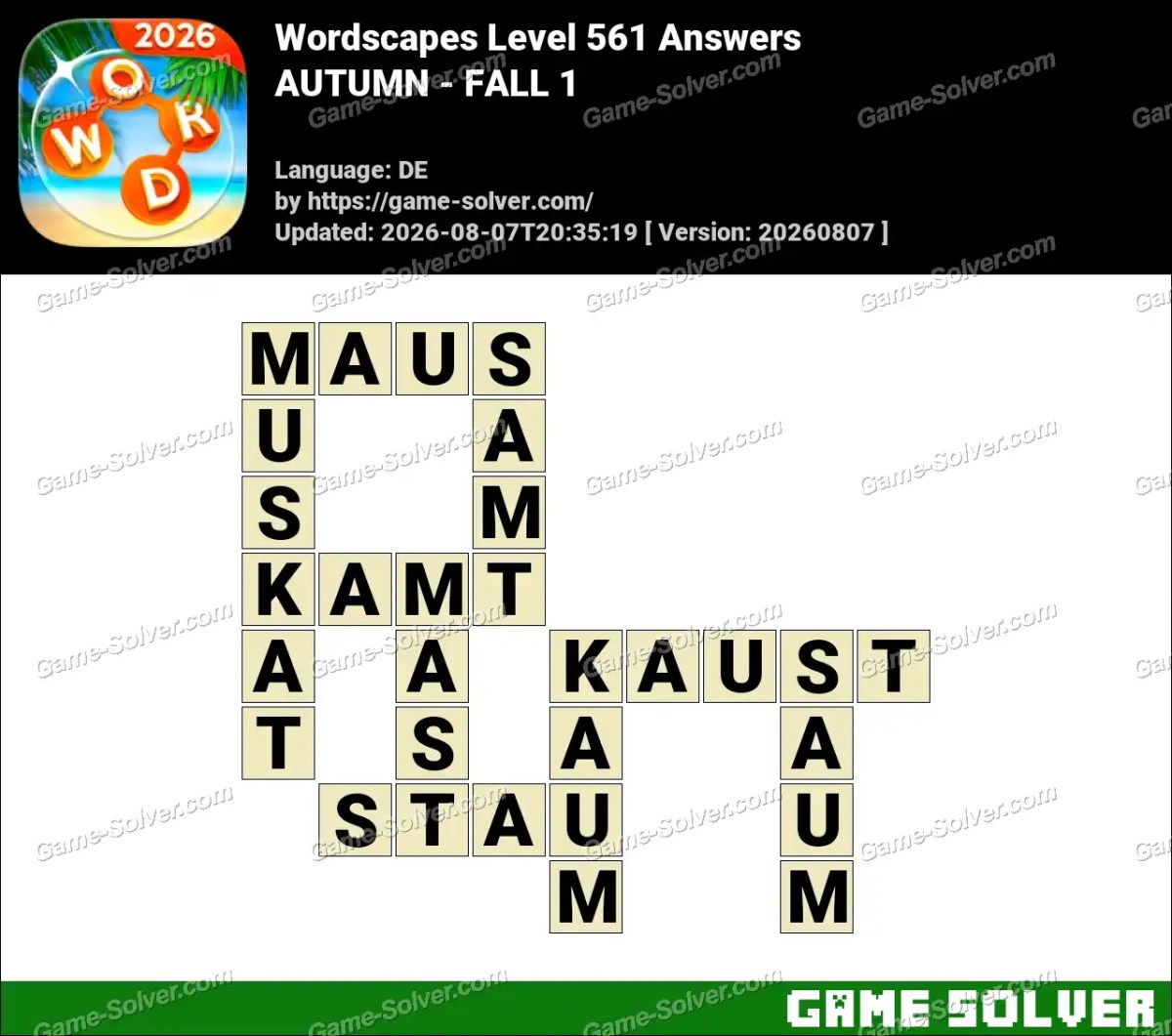 Wordscapes Deutsche Level 561 Answers — AUTUMN - FALL 1