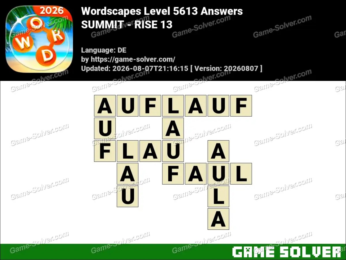 Wordscapes Deutsche Level 5613 Answers — SUMMIT - RISE 13