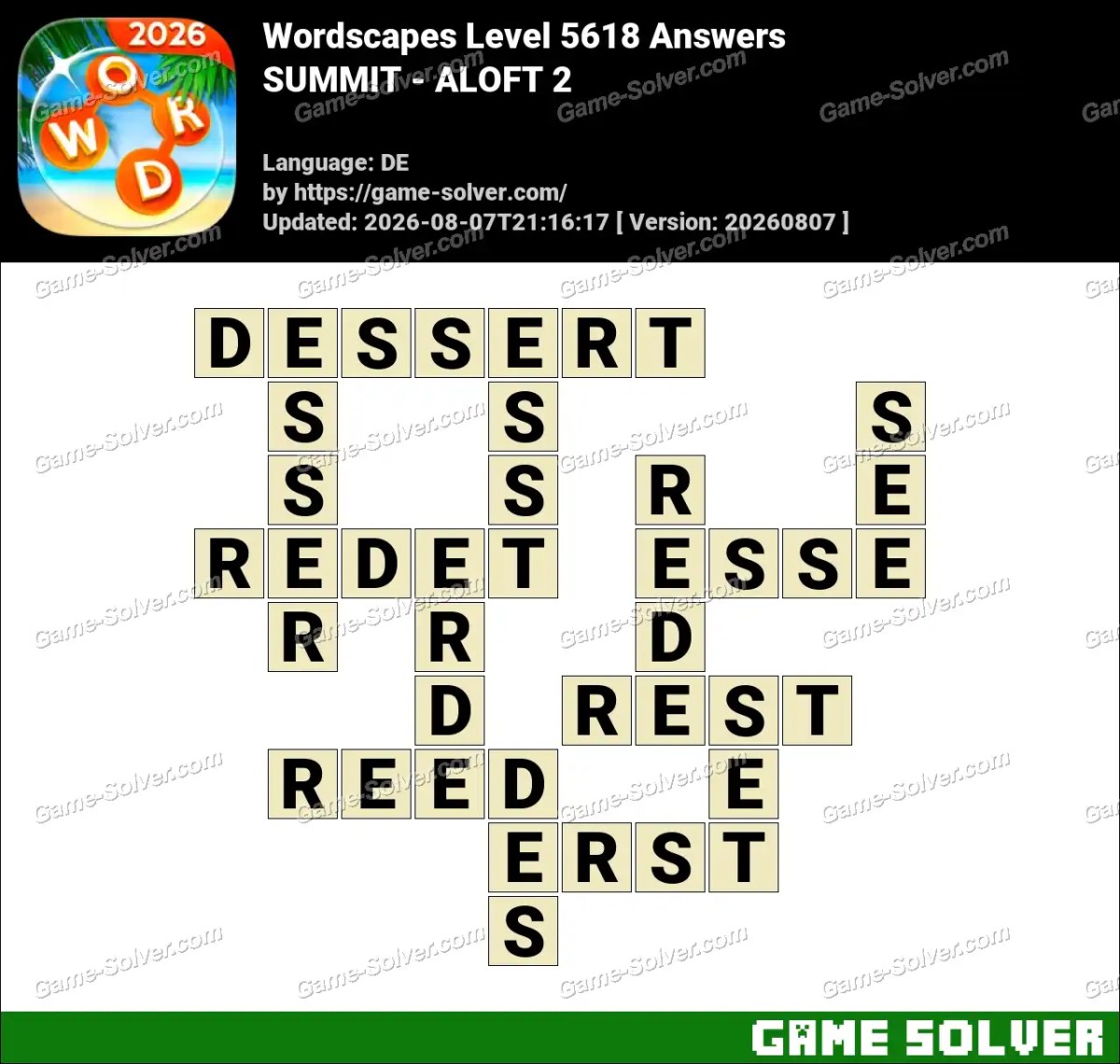 Wordscapes Deutsche Level 5618 Answers — SUMMIT - ALOFT 2
