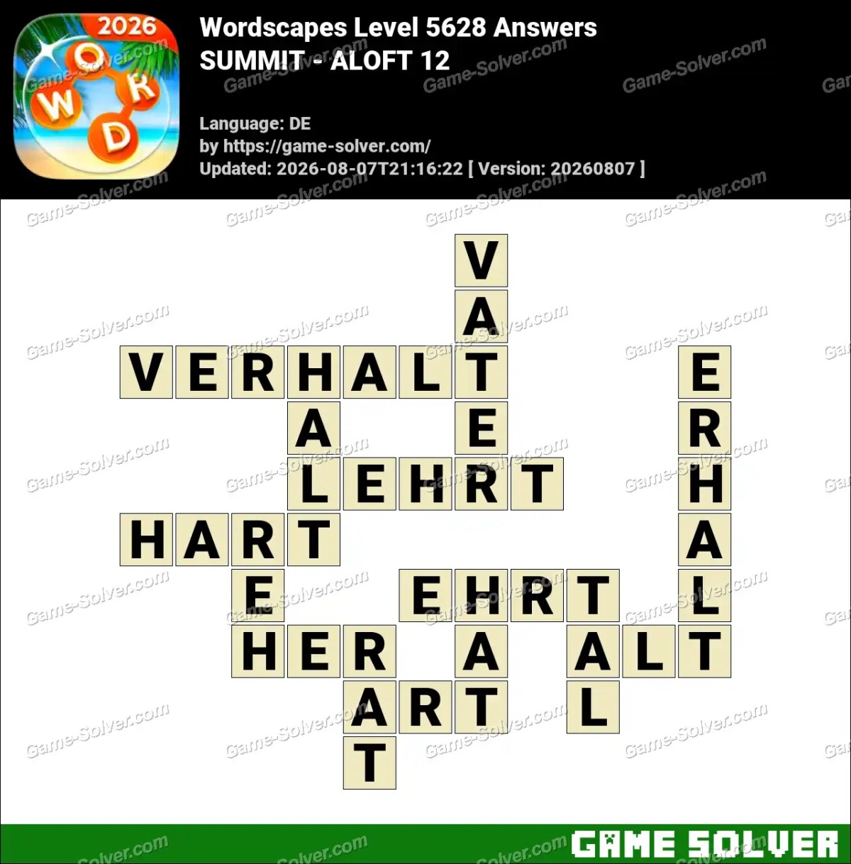 Wordscapes Deutsche Level 5628 Answers — SUMMIT - ALOFT 12