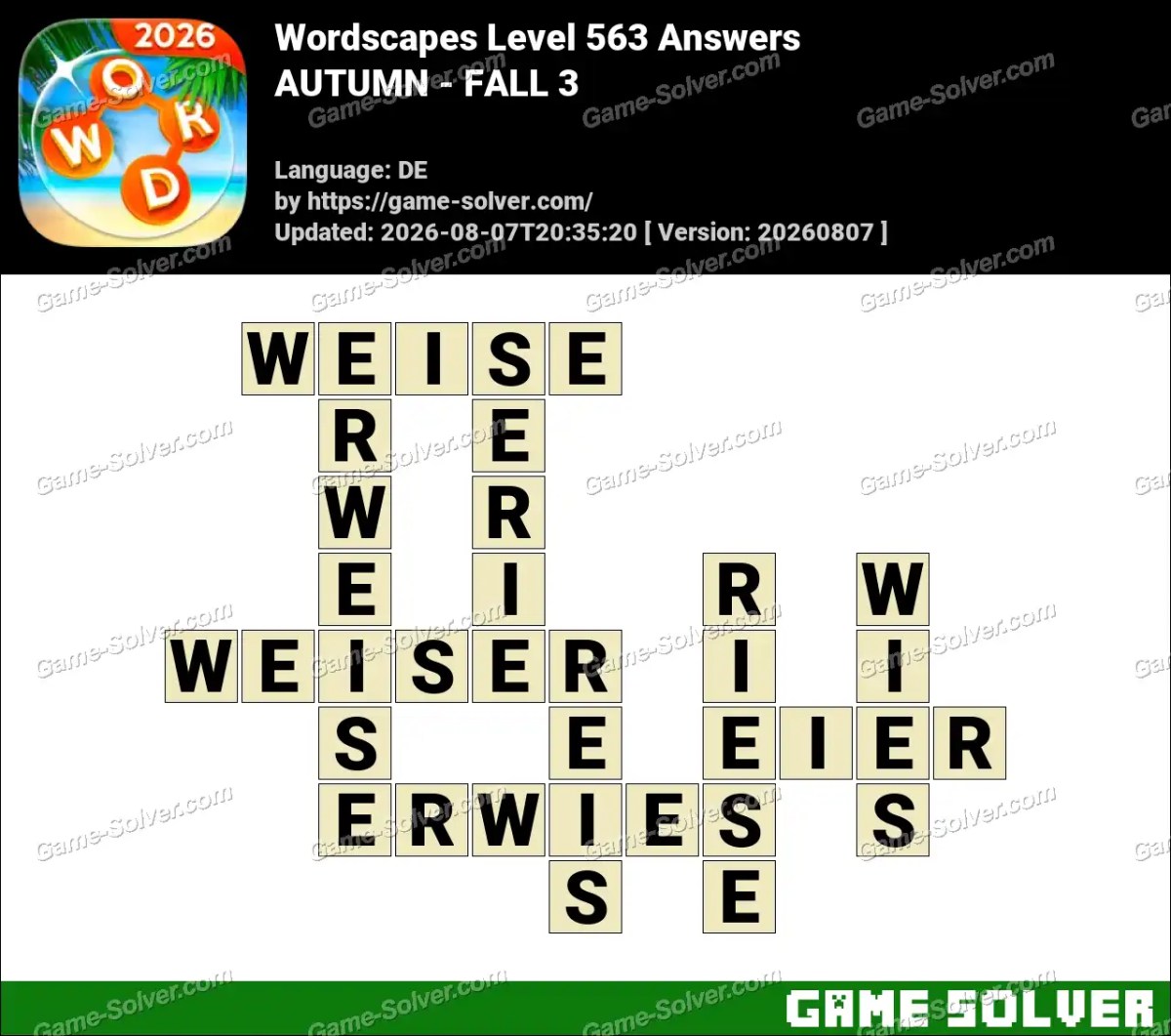 Wordscapes Deutsche Level 563 Answers — AUTUMN - FALL 3