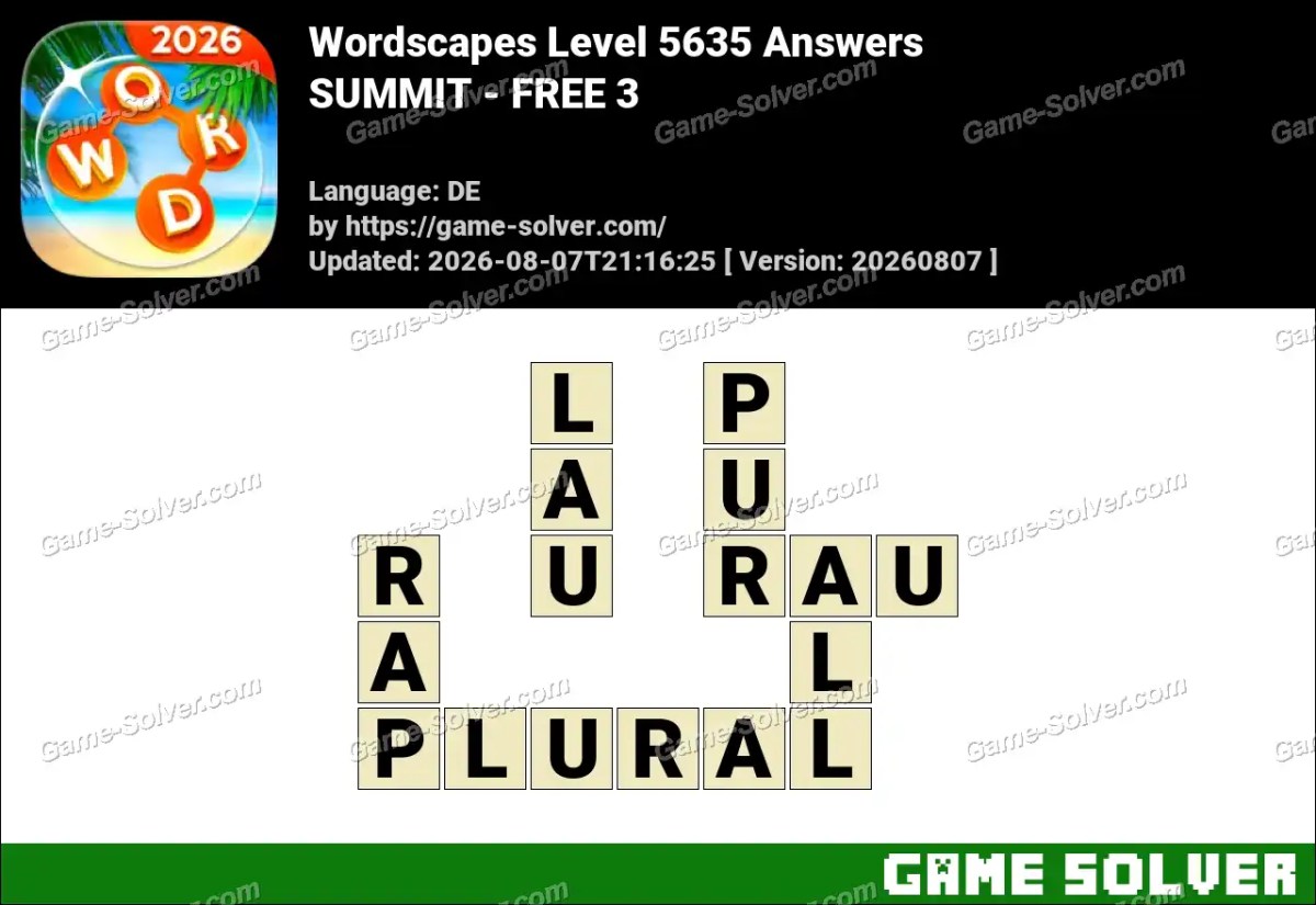 Wordscapes Deutsche Level 5635 Answers — SUMMIT - FREE 3