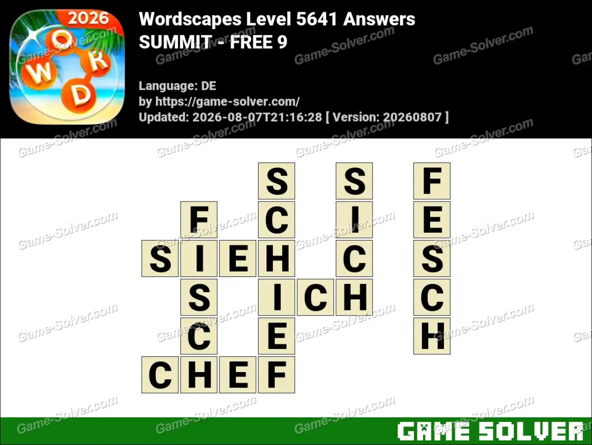 Wordscapes Deutsche Level 5641 Answers — SUMMIT - FREE 9