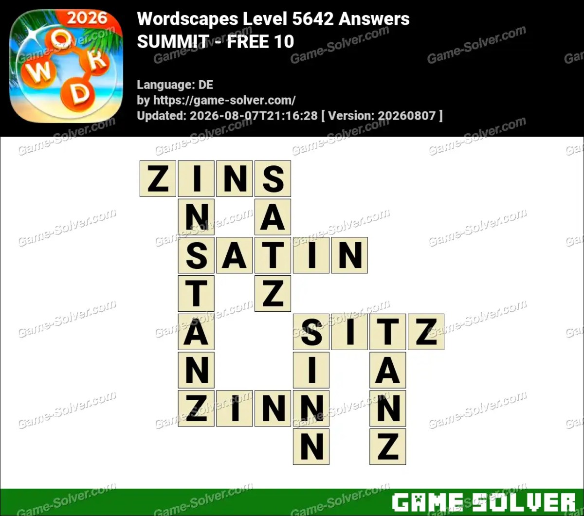 Wordscapes Deutsche Level 5642 Answers — SUMMIT - FREE 10