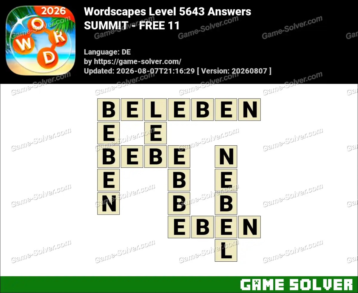 Wordscapes Deutsche Level 5643 Answers — SUMMIT - FREE 11