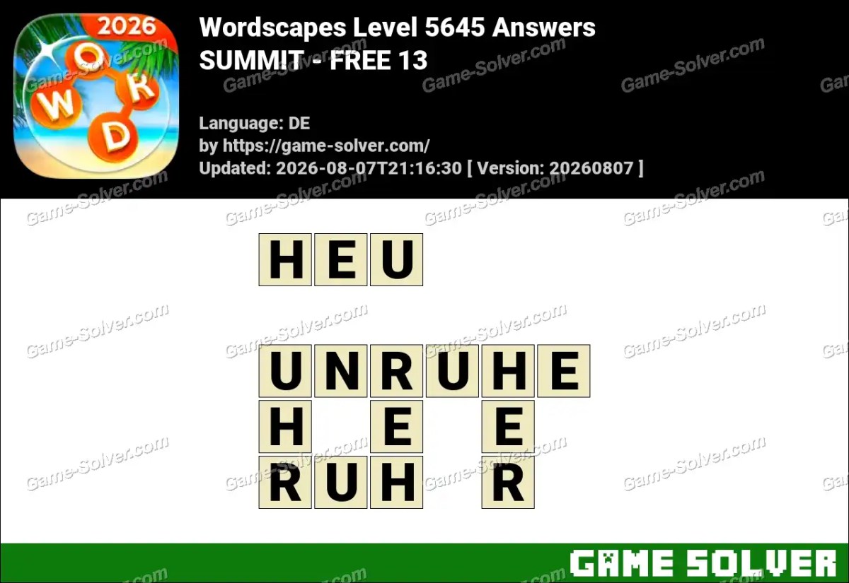 Wordscapes Deutsche Level 5645 Answers — SUMMIT - FREE 13