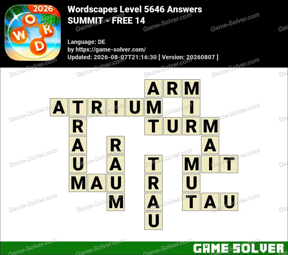 Wordscapes Deutsche Level 5646 Answers — SUMMIT - FREE 14