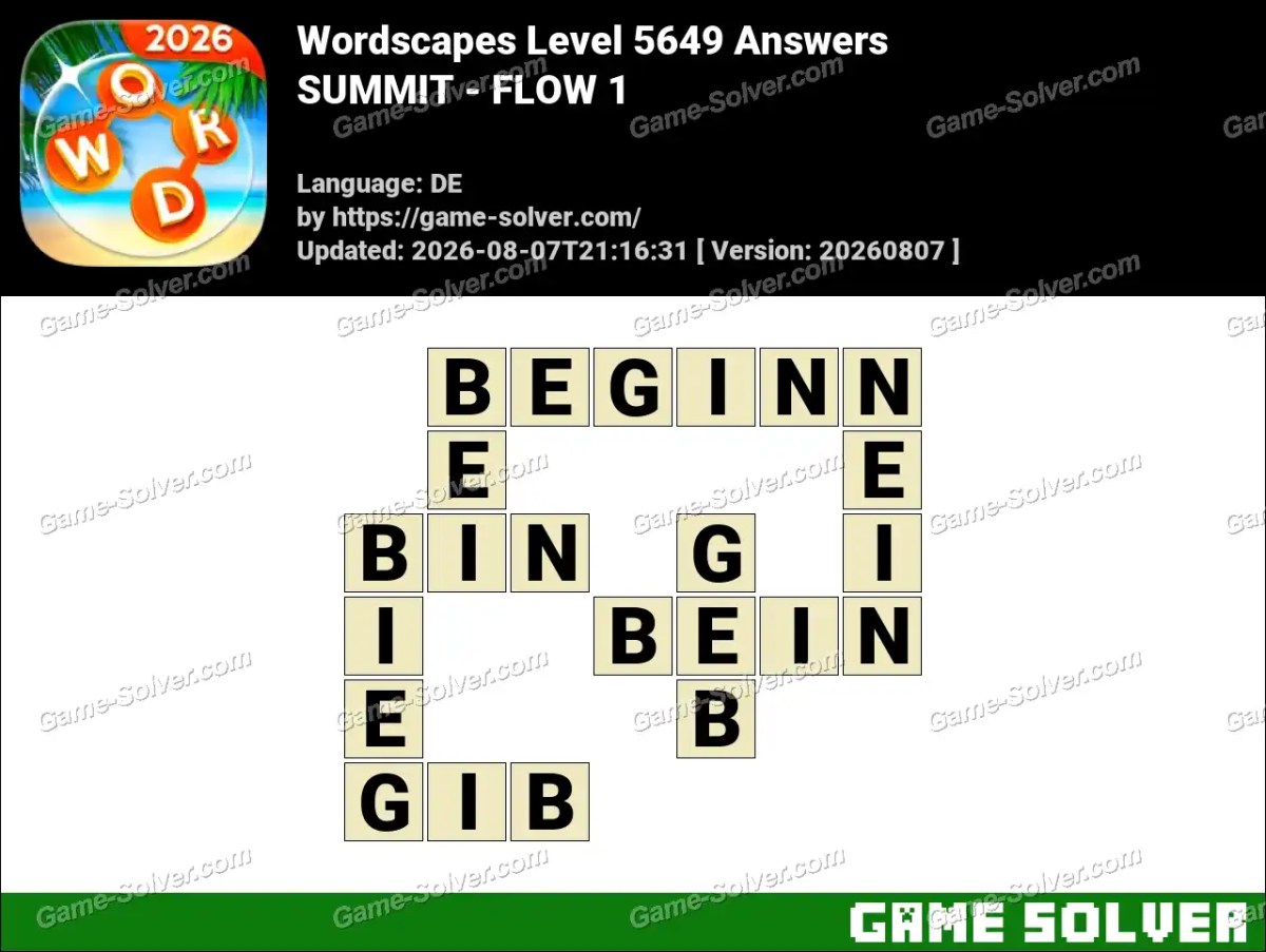 Wordscapes Deutsche Level 5649 Answers — SUMMIT - FLOW 1