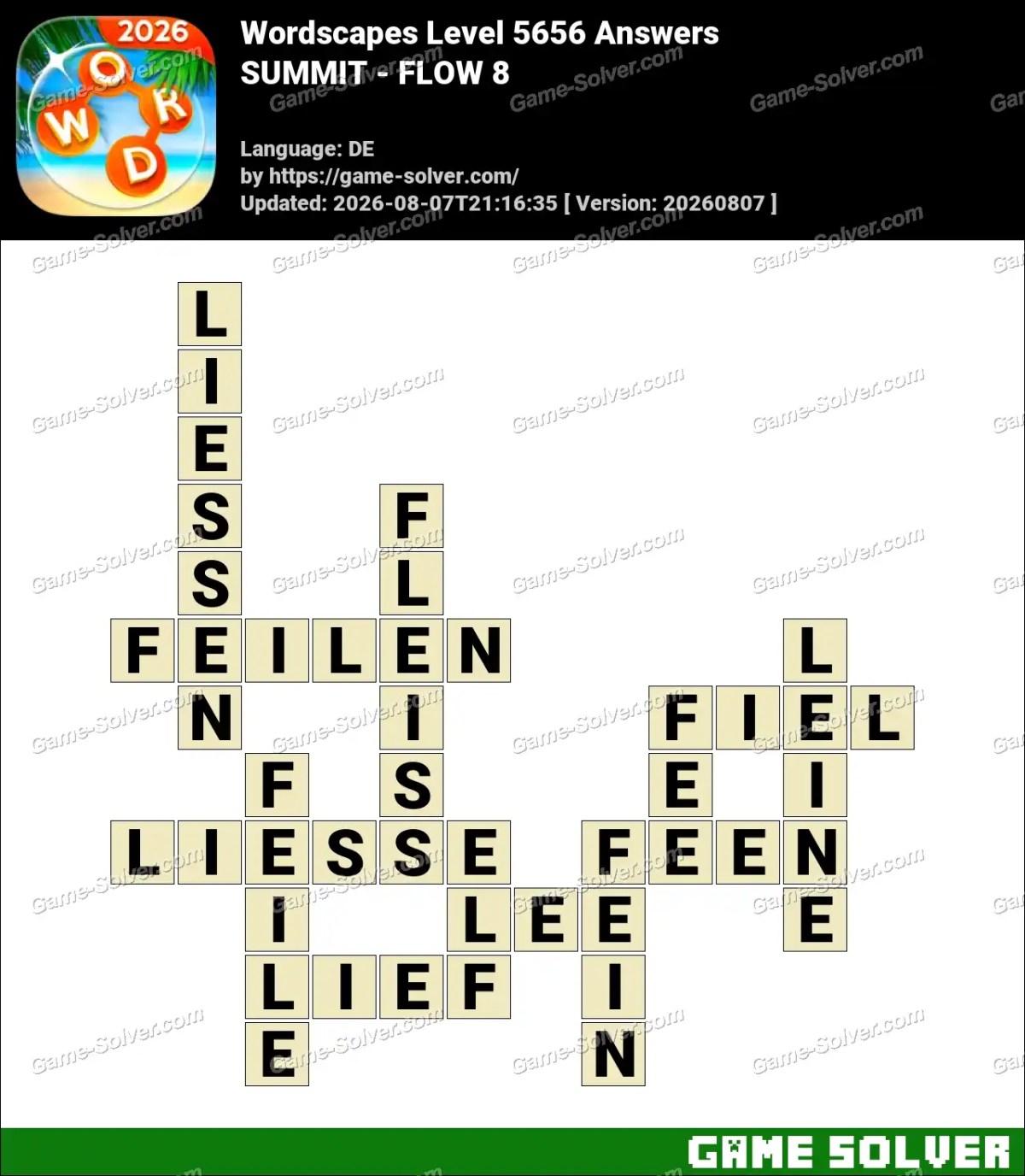 Wordscapes Deutsche Level 5656 Answers — SUMMIT - FLOW 8 Wordscapes Deutsche Level 5656 Answers — SUMMIT - FLOW 8