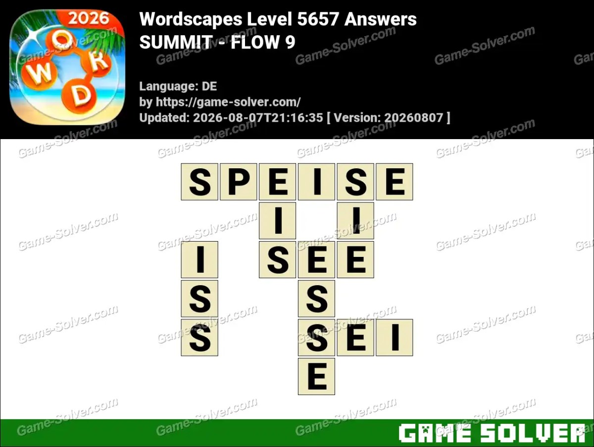 Wordscapes Deutsche Level 5657 Answers — SUMMIT - FLOW 9