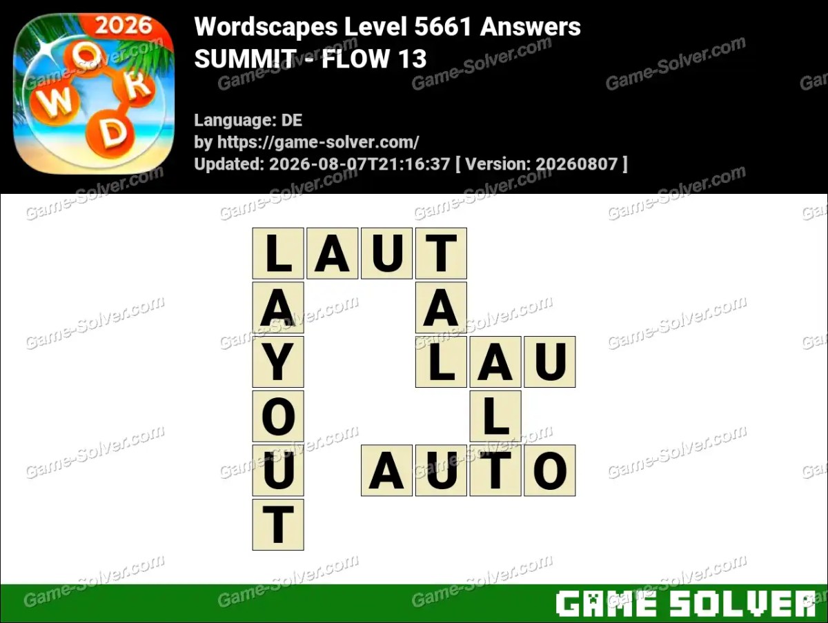 Wordscapes Deutsche Level 5661 Answers — SUMMIT - FLOW 13