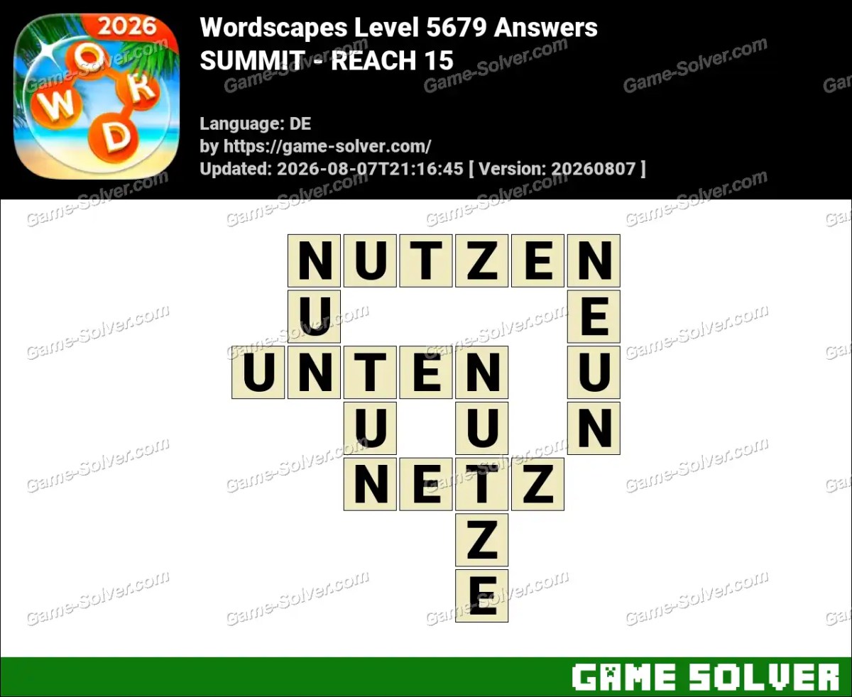 Wordscapes Deutsche Level 5679 Answers — SUMMIT - REACH 15