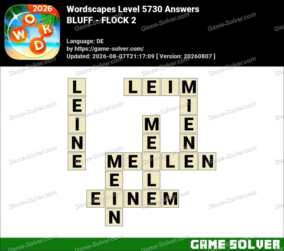 Wordscapes Deutsche Level 5730 Answers — BLUFF - FLOCK 2