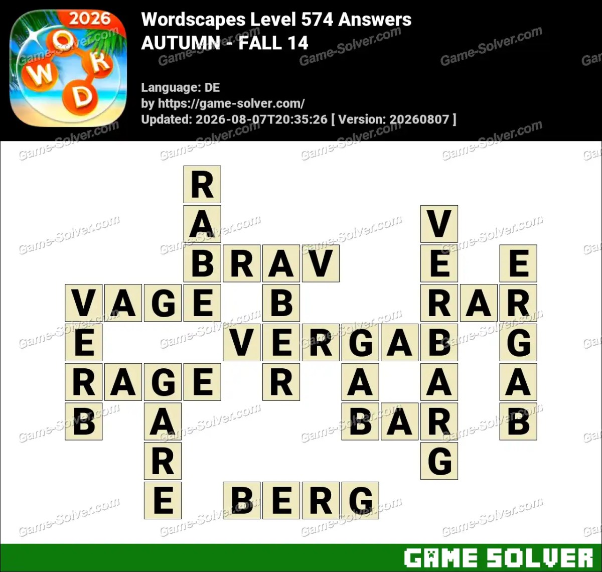 Wordscapes Deutsche Level 574 Answers — AUTUMN - FALL 14 Wordscapes Deutsche Level 574 Answers — AUTUMN - FALL 14