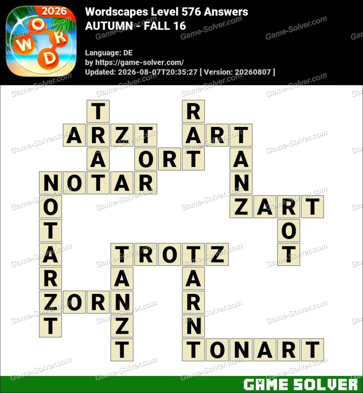 Wordscapes Deutsche Level 576 Answers — AUTUMN - FALL 16 Wordscapes Deutsche Level 576 Answers — AUTUMN - FALL 16