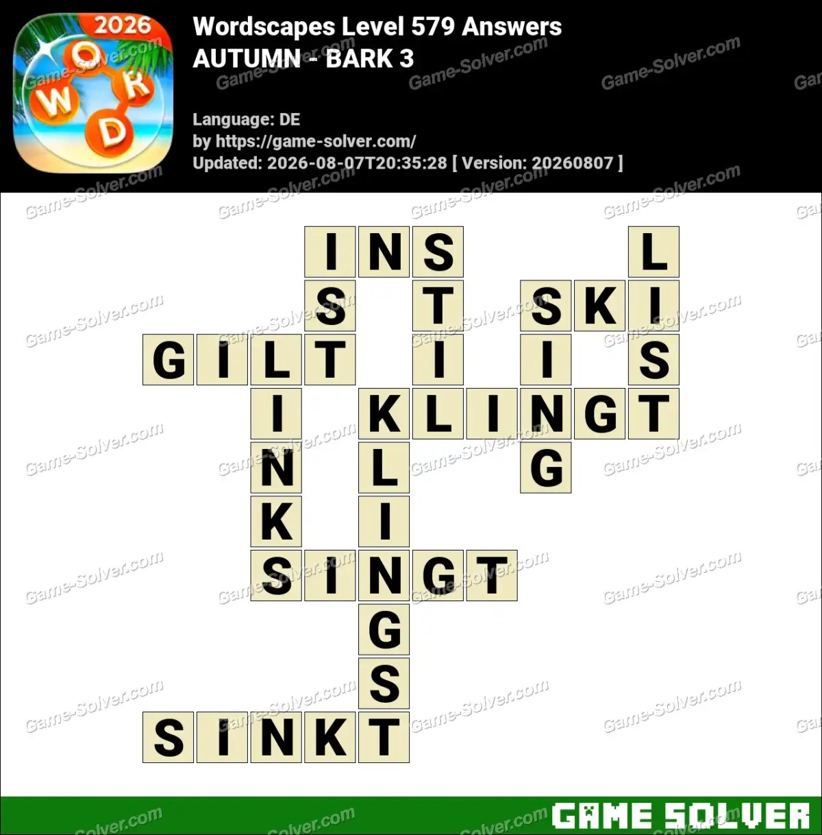 Wordscapes Deutsche Level 579 Answers — AUTUMN - BARK 3 Wordscapes Deutsche Level 579 Answers — AUTUMN - BARK 3