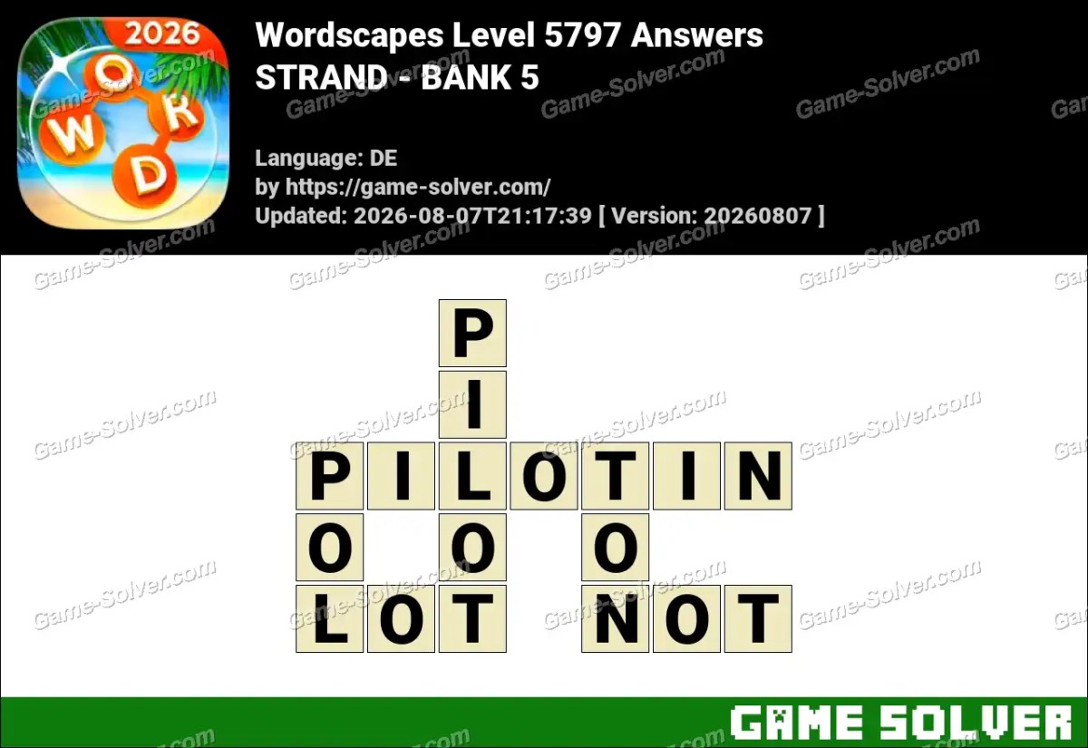 Wordscapes Deutsche Level 5797 Answers — STRAND - BANK 5