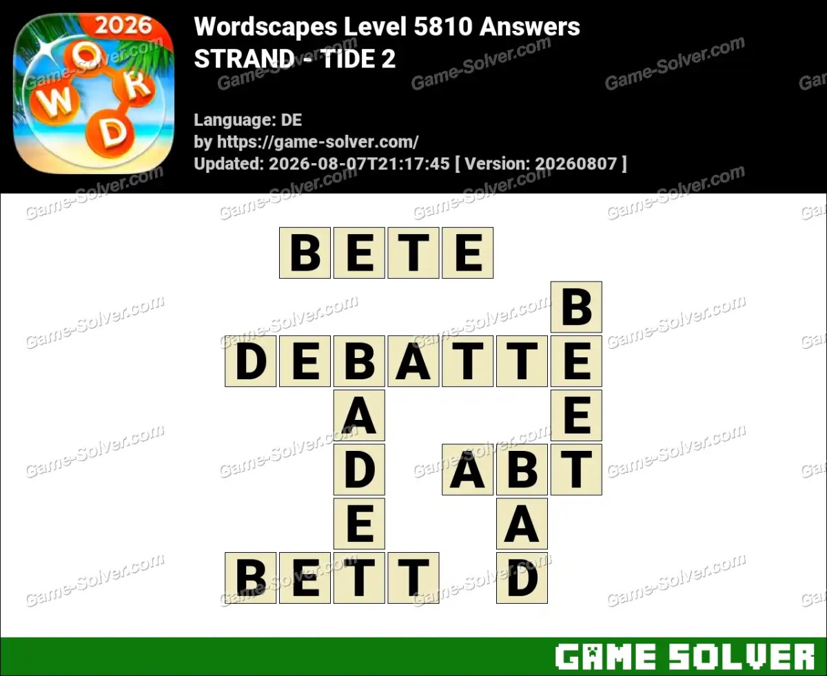 Wordscapes Deutsche Level 5810 Answers — STRAND - TIDE 2