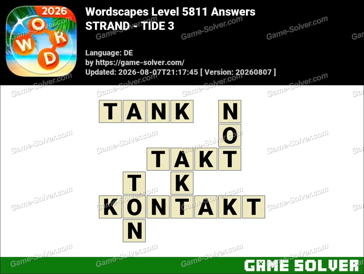 Wordscapes Deutsche Level 5811 Answers — STRAND - TIDE 3