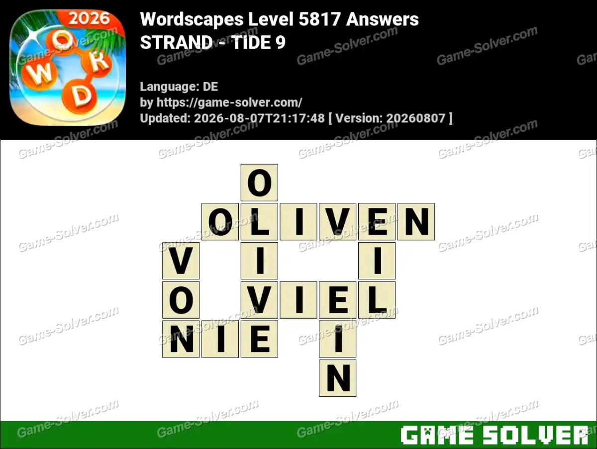 Wordscapes Deutsche Level 5817 Answers — STRAND - TIDE 9