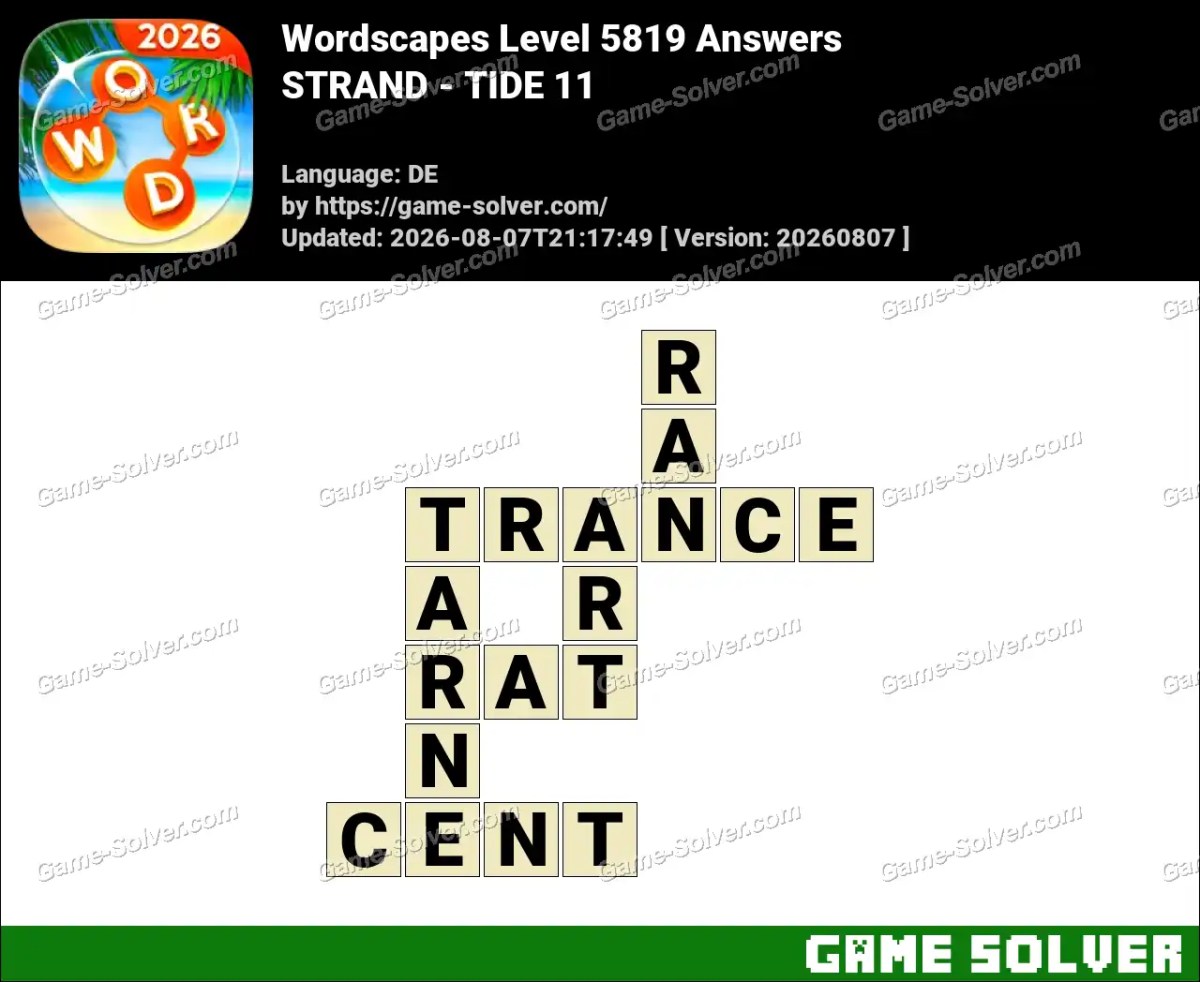 Wordscapes Deutsche Level 5819 Answers — STRAND - TIDE 11