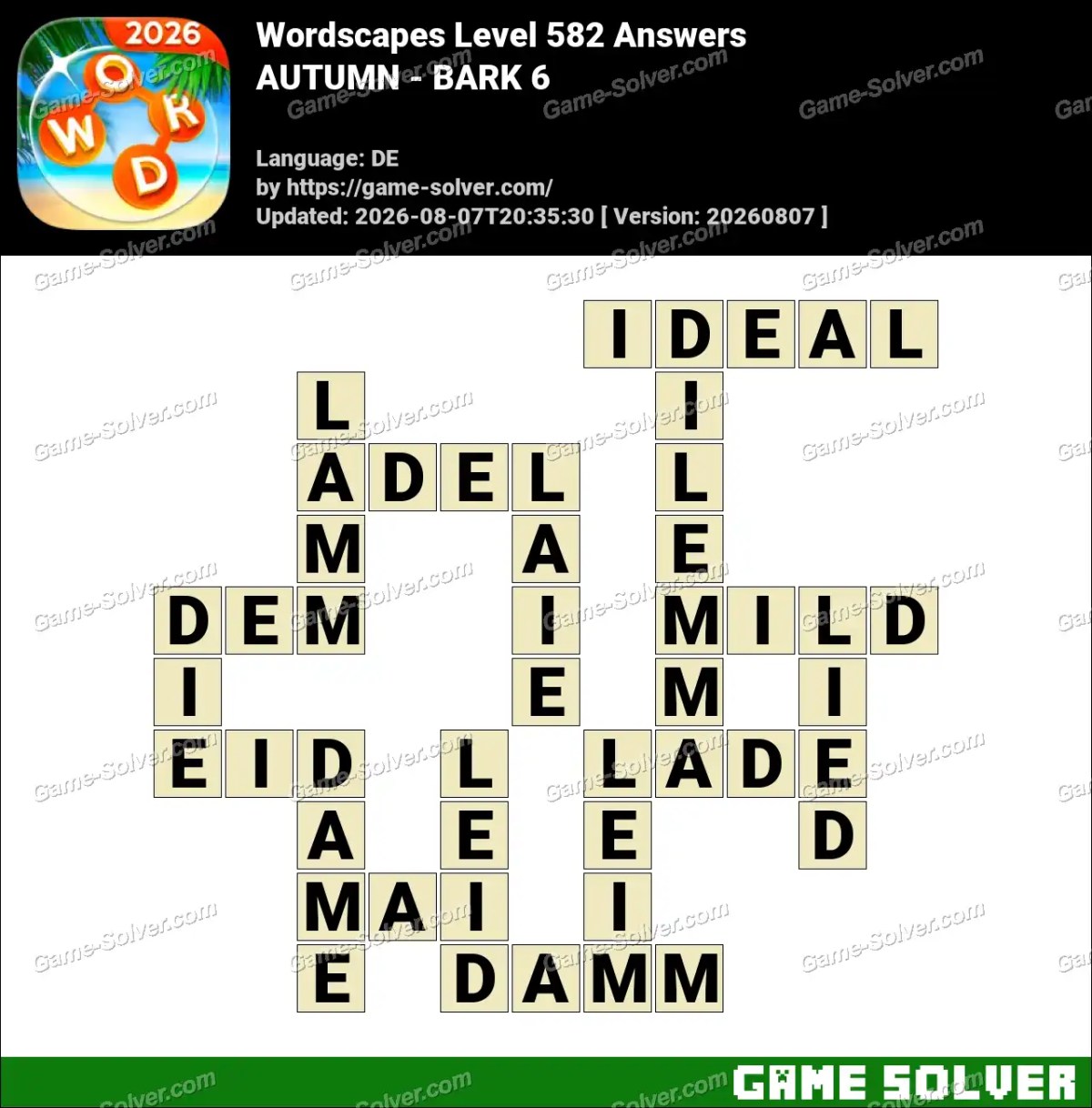 Wordscapes Deutsche Level 582 Answers — AUTUMN - BARK 6 Wordscapes Deutsche Level 582 Answers — AUTUMN - BARK 6