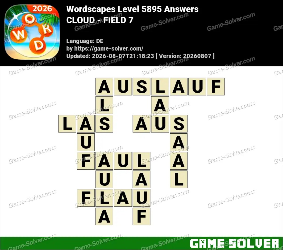Wordscapes Deutsche Level 5895 Answers — CLOUD - FIELD 7