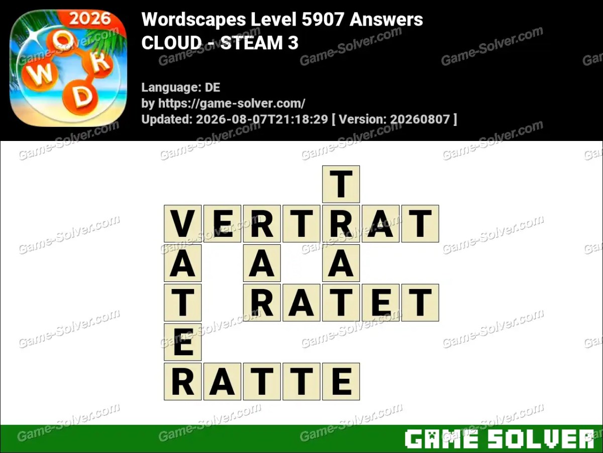 Wordscapes Deutsche Level 5907 Answers — CLOUD - STEAM 3 Wordscapes Deutsche Level 5907 Answers — CLOUD - STEAM 3