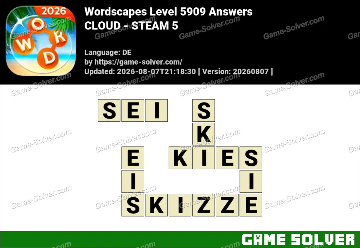 Wordscapes Deutsche Level 5909 Answers — CLOUD - STEAM 5 Wordscapes Deutsche Level 5909 Answers — CLOUD - STEAM 5