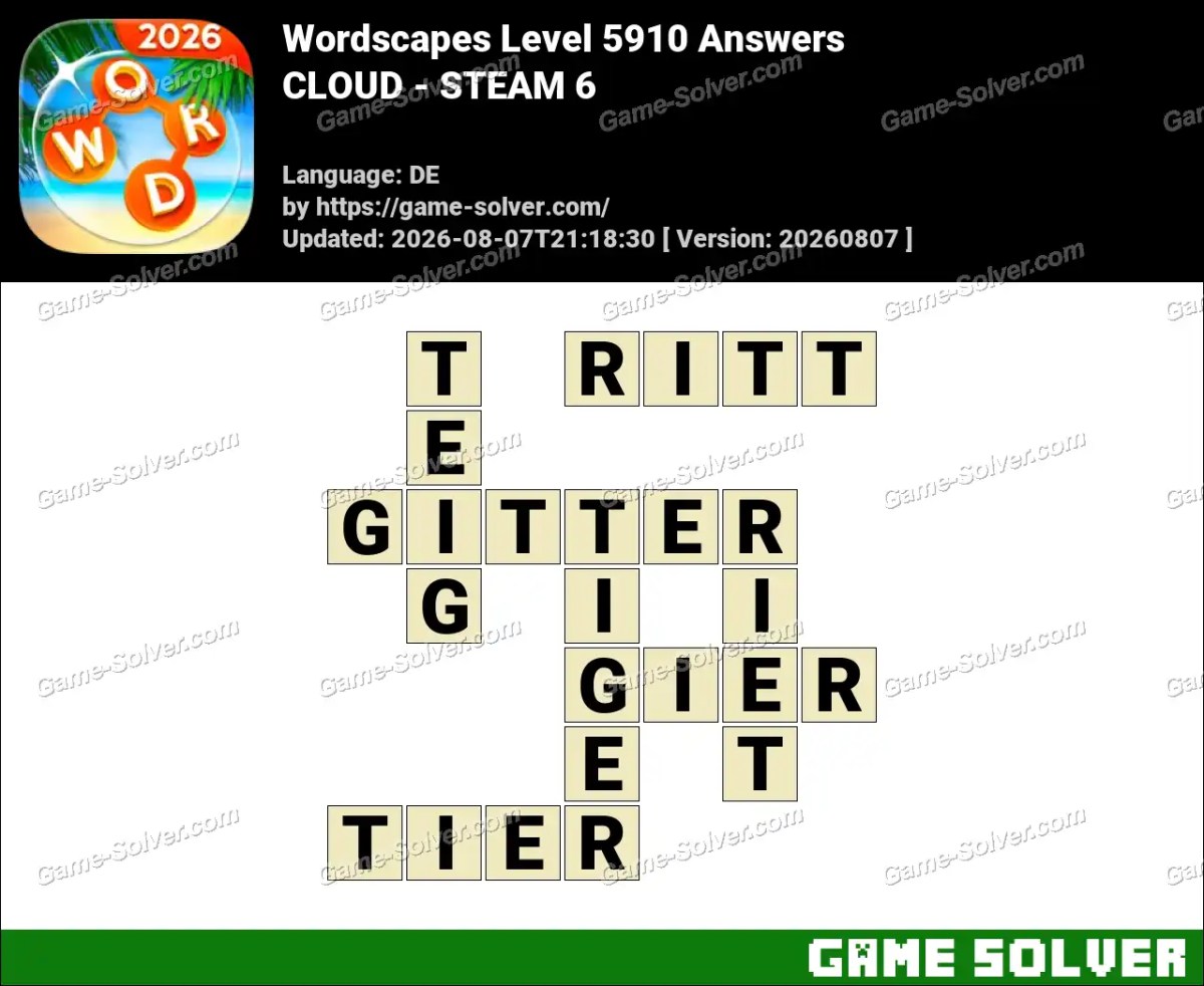Wordscapes Deutsche Level 5910 Answers — CLOUD - STEAM 6