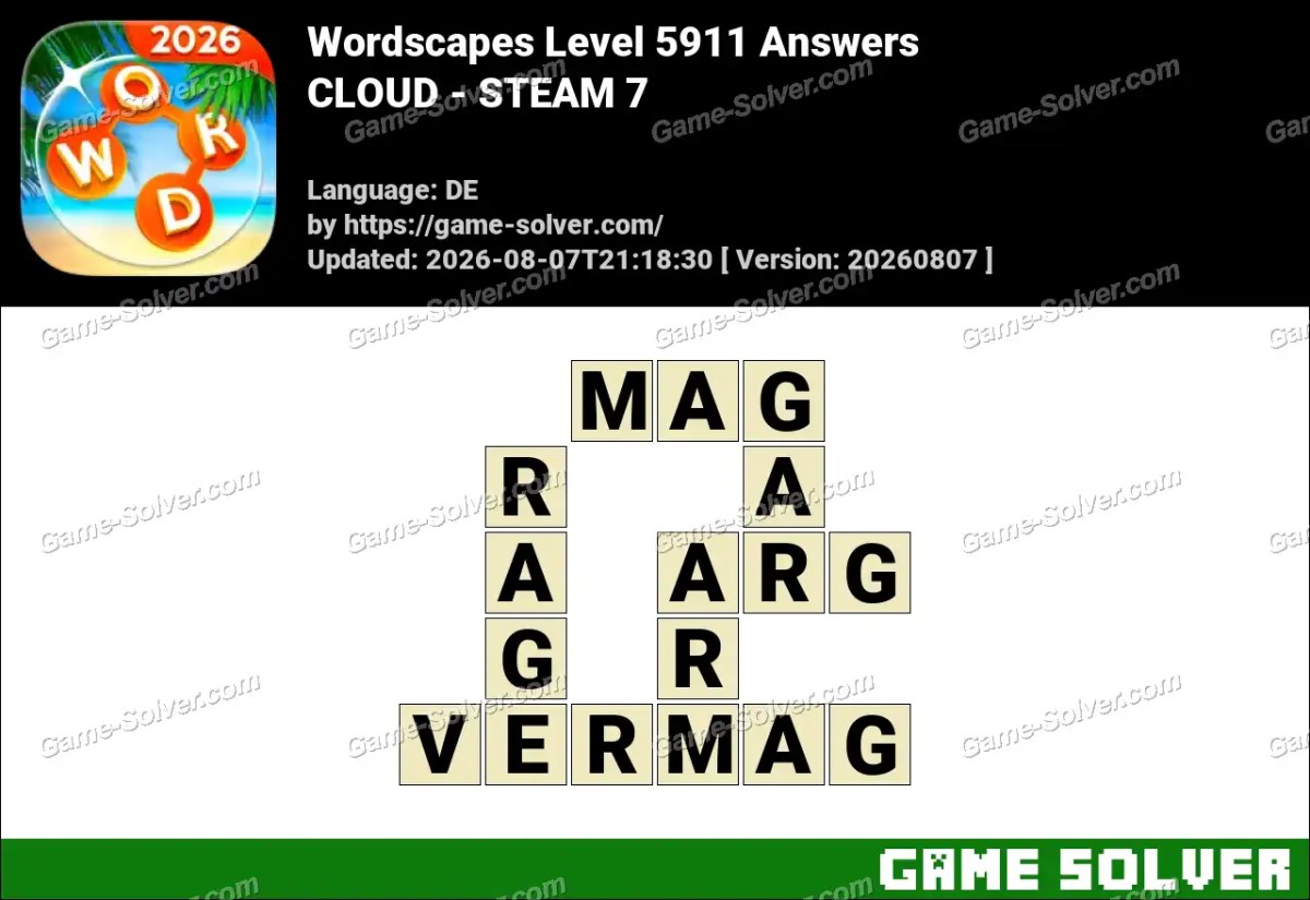Wordscapes Deutsche Level 5911 Answers — CLOUD - STEAM 7