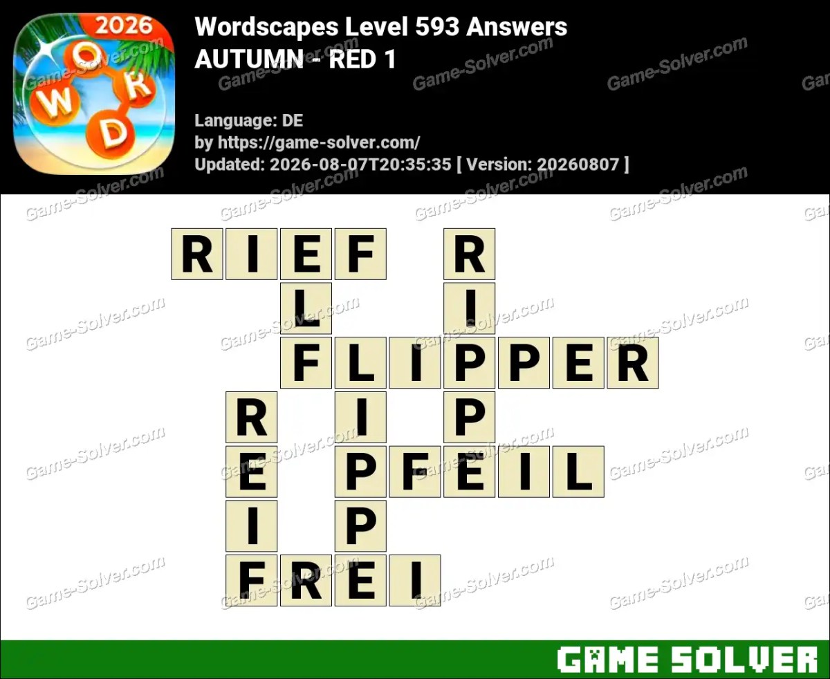 Wordscapes Deutsche Level 593 Answers — AUTUMN - RED 1