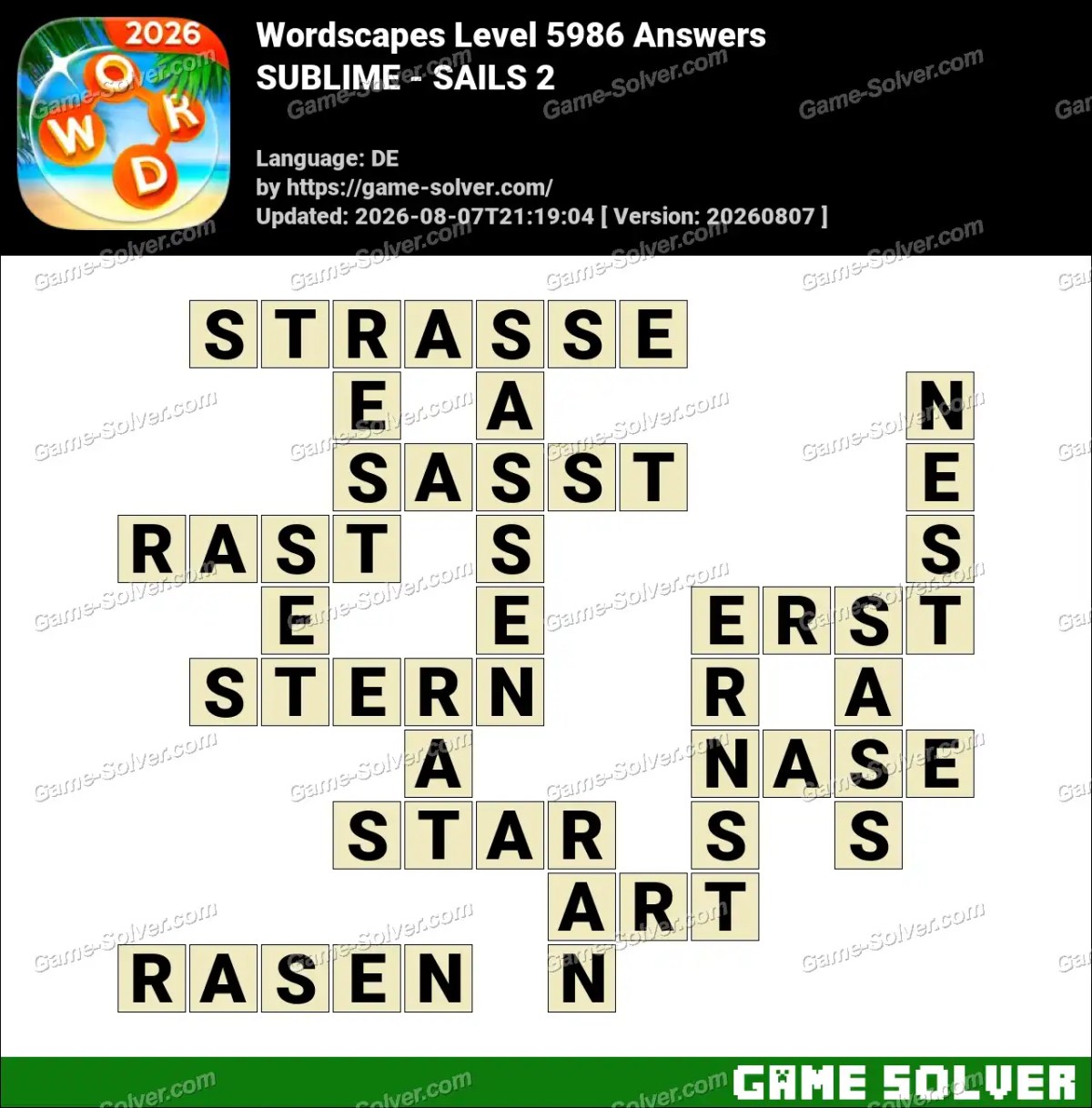 Wordscapes Deutsche Level 5986 Answers — SUBLIME - SAILS 2 Wordscapes Deutsche Level 5986 Answers — SUBLIME - SAILS 2
