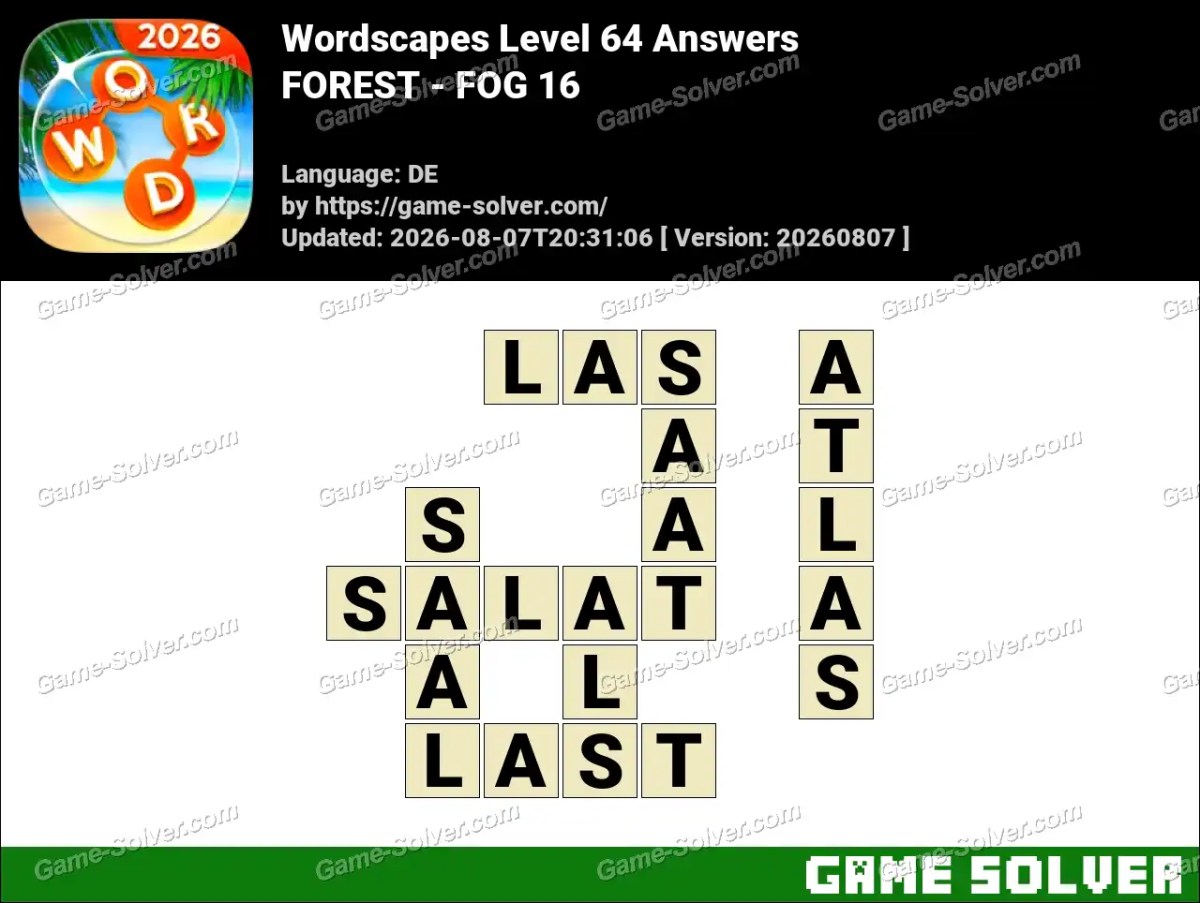Wordscapes Deutsche Level 64 Answers — FOREST - FOG 16 Wordscapes Deutsche Level 64 Answers — FOREST - FOG 16