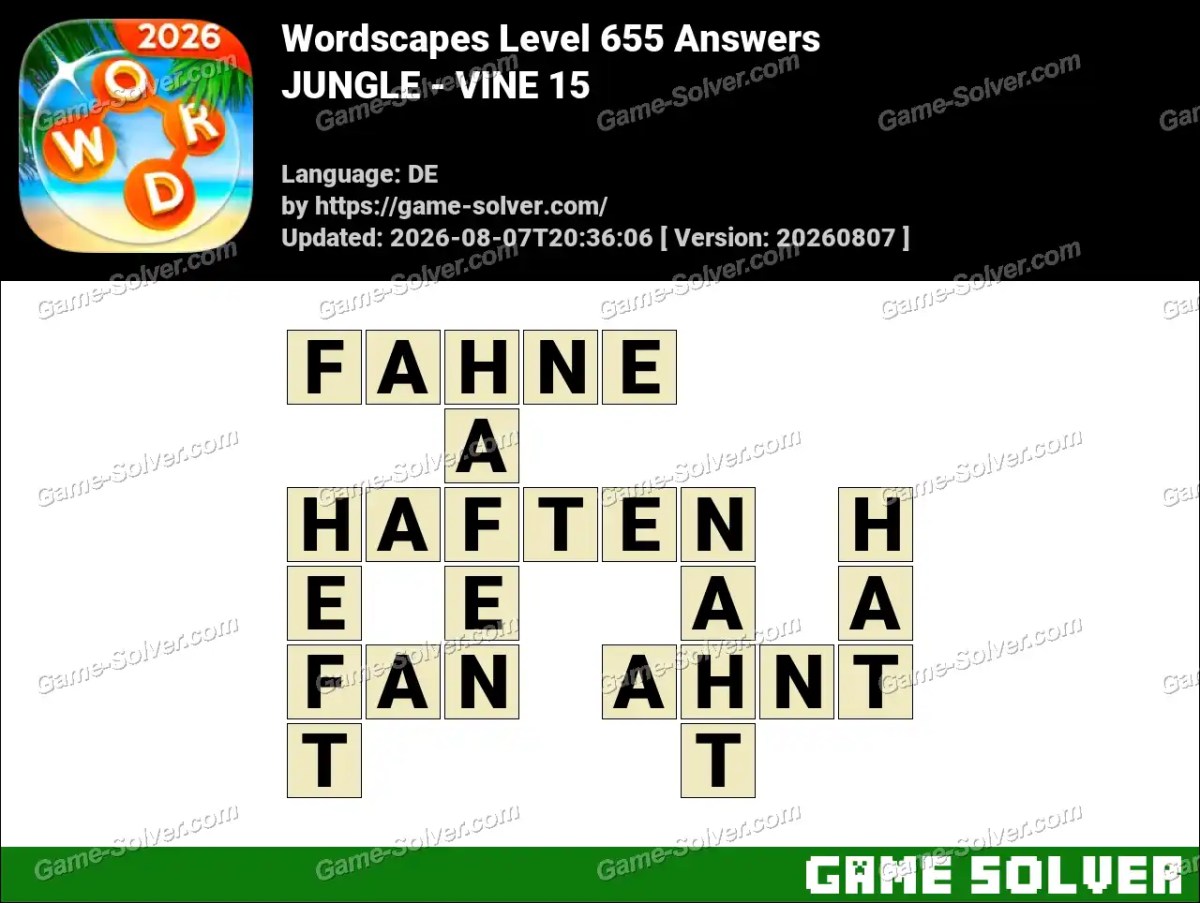 Wordscapes Deutsche Level 655 Answers — JUNGLE - VINE 15 Wordscapes Deutsche Level 655 Answers — JUNGLE - VINE 15