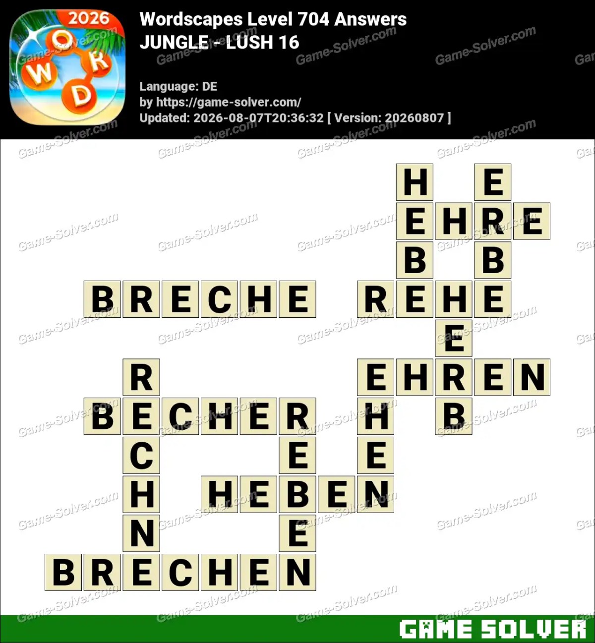 Wordscapes Deutsche Level 704 Answers — JUNGLE - LUSH 16 Wordscapes Deutsche Level 704 Answers — JUNGLE - LUSH 16
