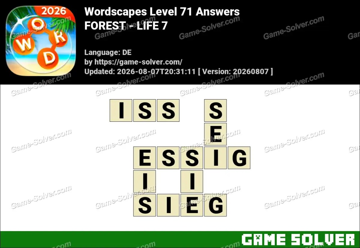 Wordscapes Deutsche Level 71 Answers — FOREST - LIFE 7 Wordscapes Deutsche Level 71 Answers — FOREST - LIFE 7