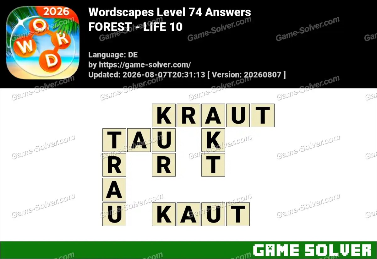 Wordscapes Deutsche Level 74 Answers — FOREST - LIFE 10 Wordscapes Deutsche Level 74 Answers — FOREST - LIFE 10