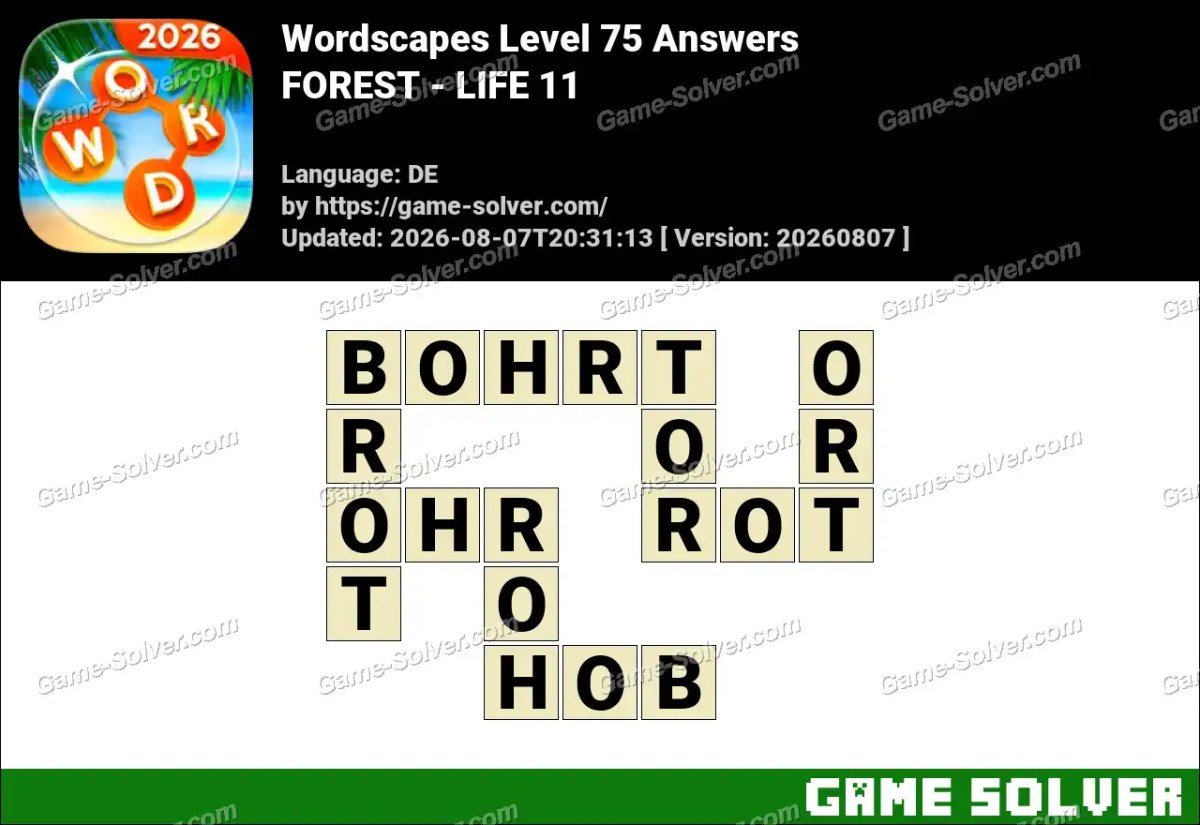 Wordscapes Deutsche Level 75 Answers — FOREST - LIFE 11 Wordscapes Deutsche Level 75 Answers — FOREST - LIFE 11