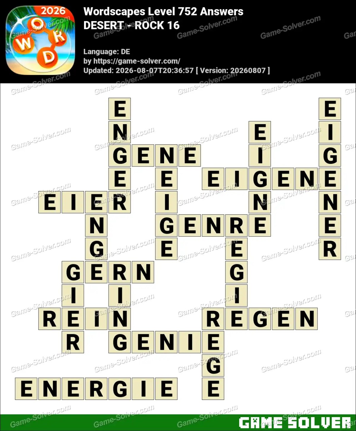 Wordscapes Deutsche Level 752 Answers — DESERT - ROCK 16 Wordscapes Deutsche Level 752 Answers — DESERT - ROCK 16