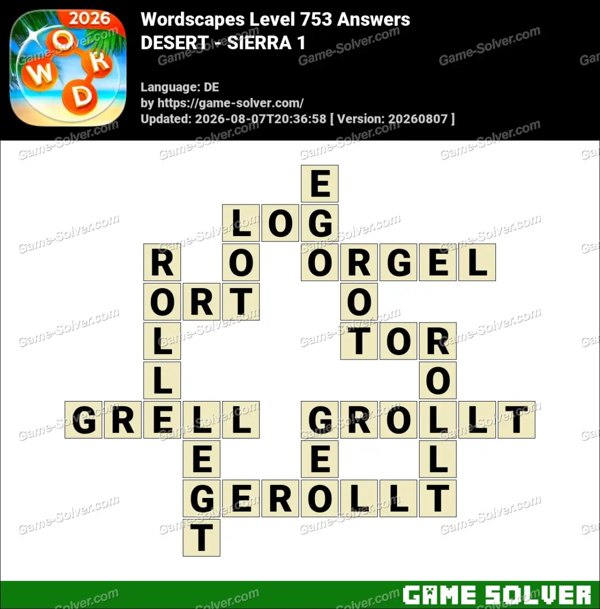 Wordscapes Deutsche Level 753 Answers — DESERT - SIERRA 1 Wordscapes Deutsche Level 753 Answers — DESERT - SIERRA 1