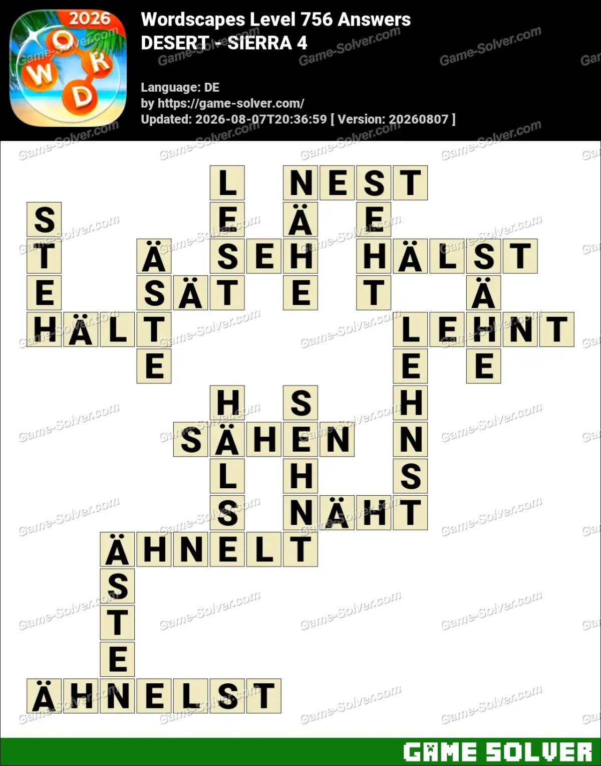 Wordscapes Deutsche Level 756 Answers — DESERT - SIERRA 4 Wordscapes Deutsche Level 756 Answers — DESERT - SIERRA 4