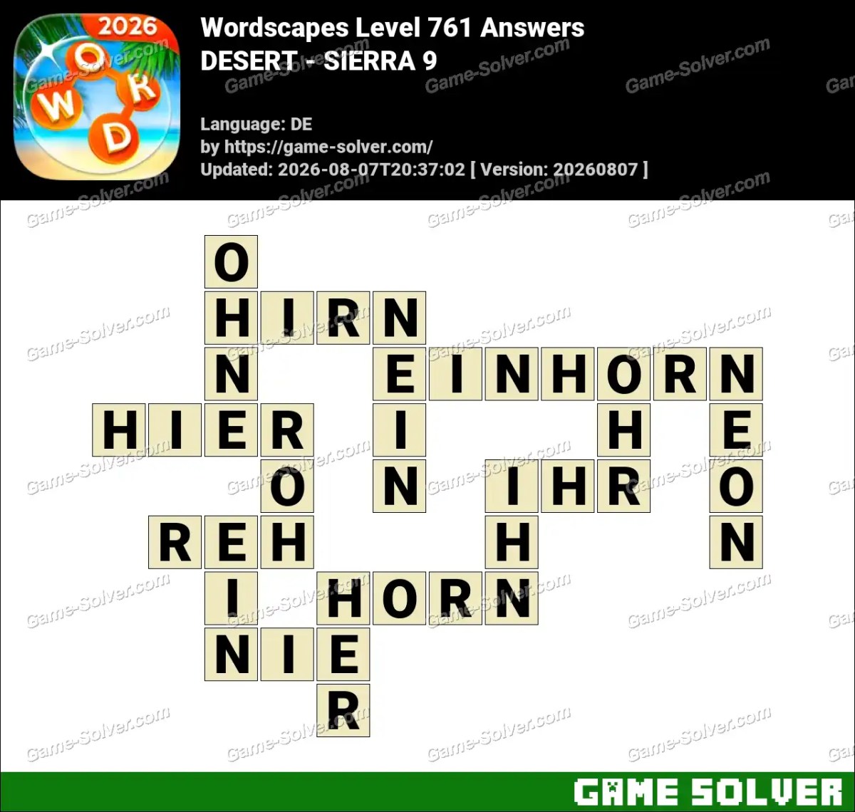 Wordscapes Deutsche Level 761 Answers — DESERT - SIERRA 9 Wordscapes Deutsche Level 761 Answers — DESERT - SIERRA 9