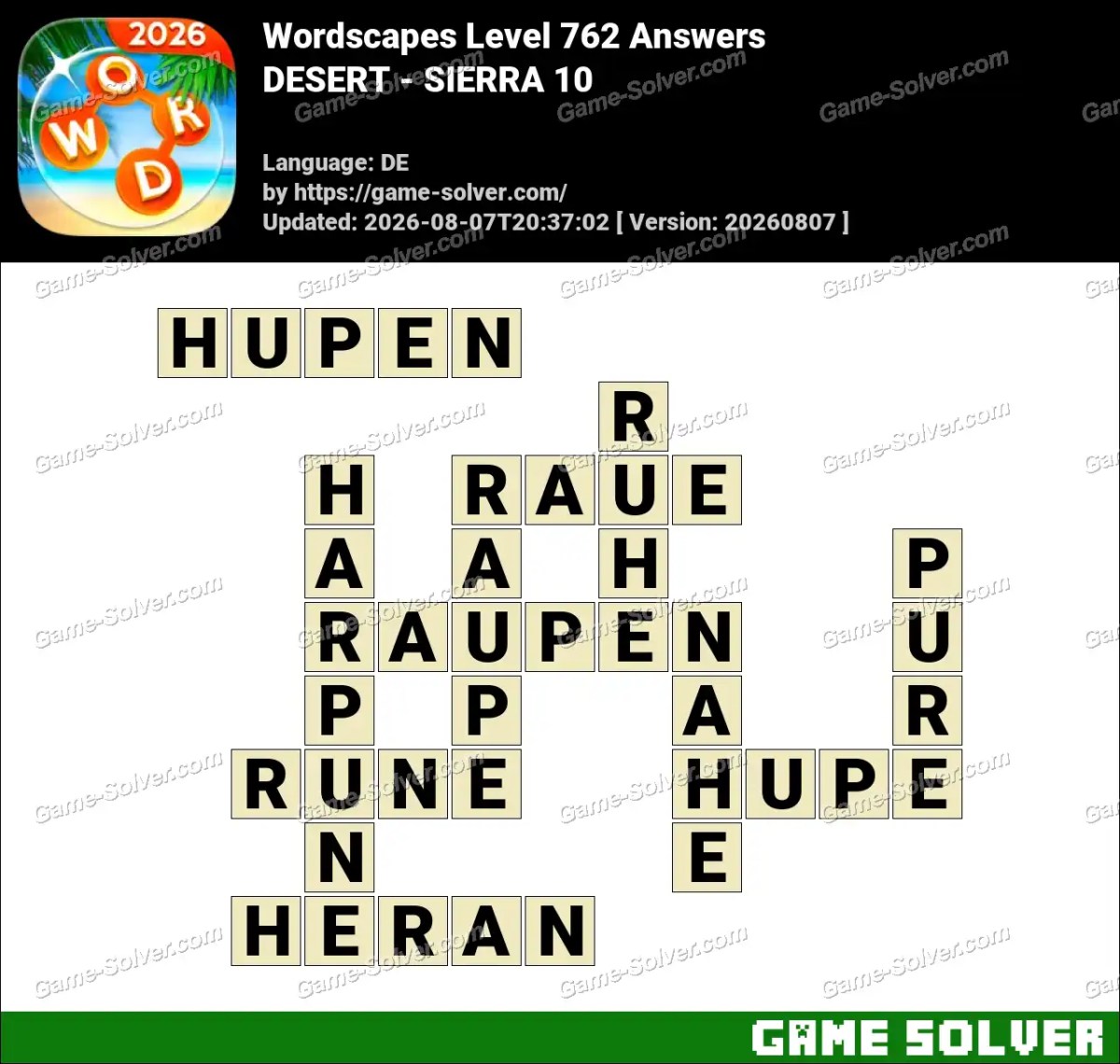 Wordscapes Deutsche Level 762 Answers — DESERT - SIERRA 10 Wordscapes Deutsche Level 762 Answers — DESERT - SIERRA 10