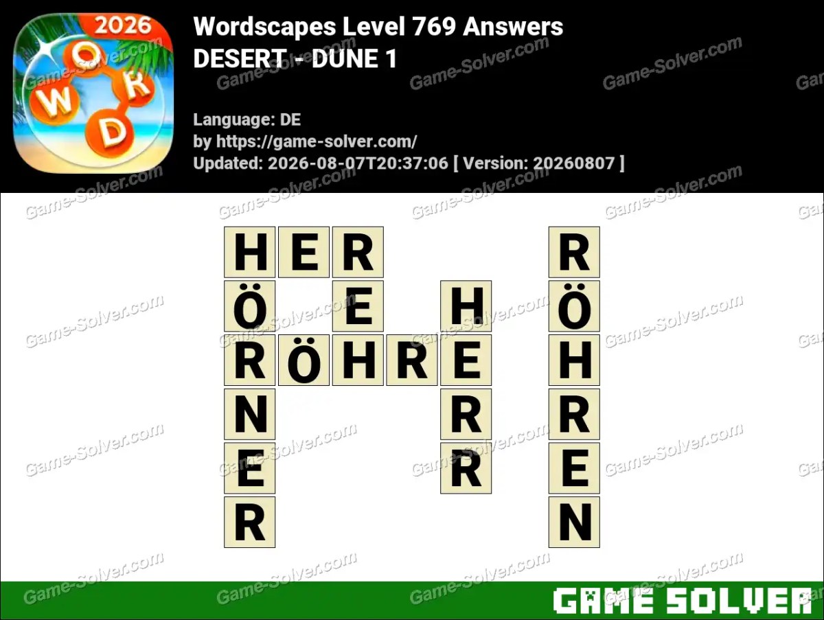 Wordscapes Deutsche Level 769 Answers — DESERT - DUNE 1