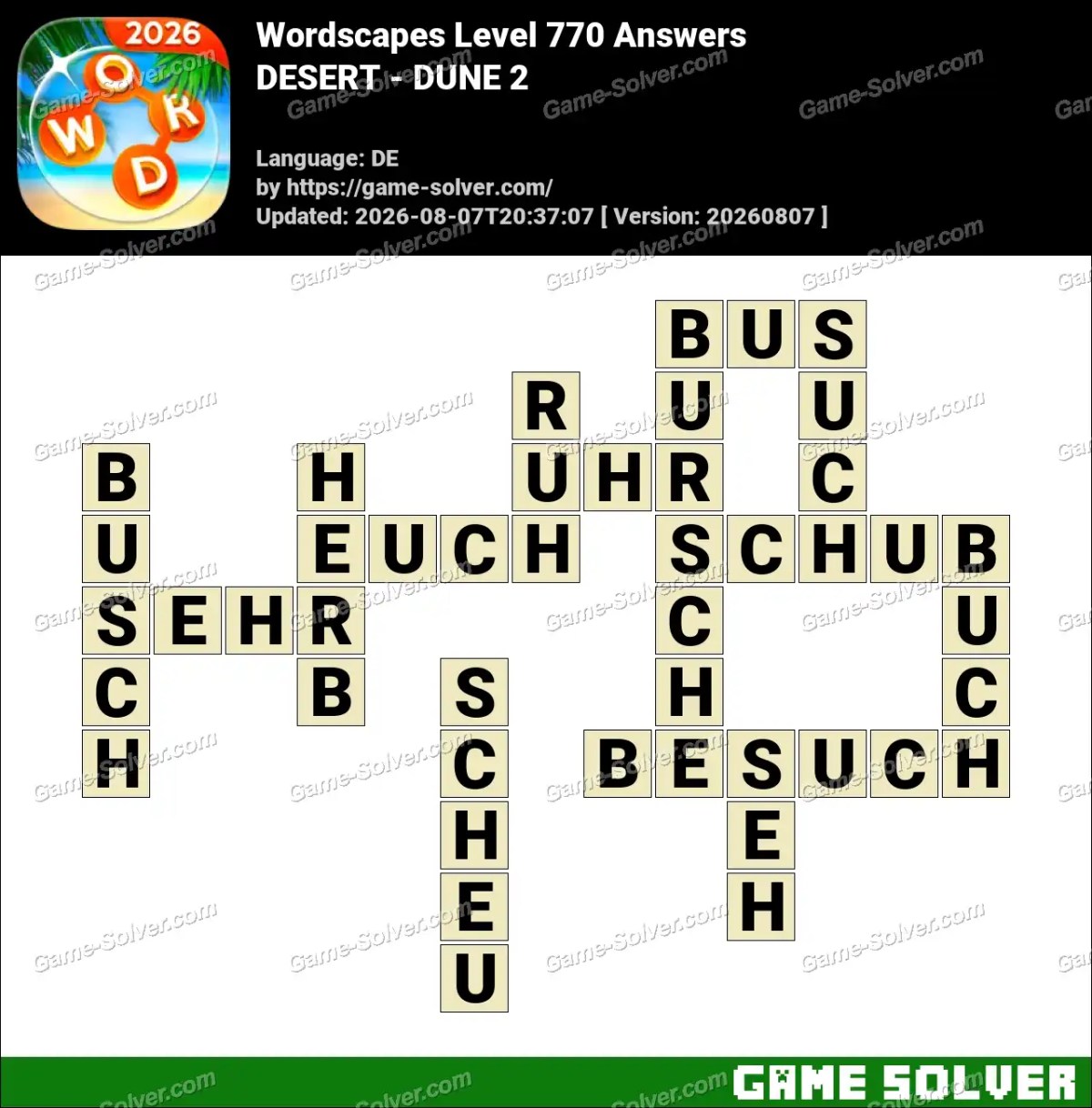 Wordscapes Deutsche Level 770 Answers — DESERT - DUNE 2